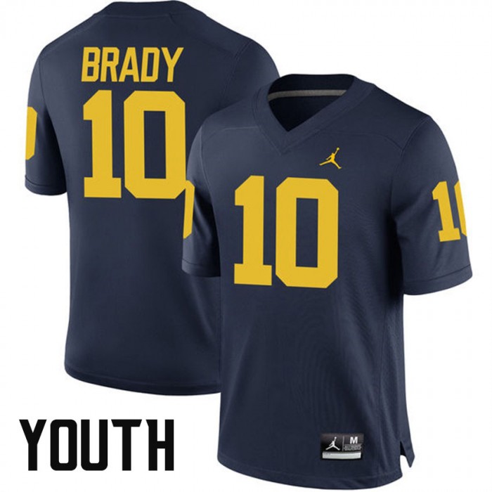 Youth Michigan Wolverines #10 Tom Brady Navy NCAA Football Alumni Game Jersey