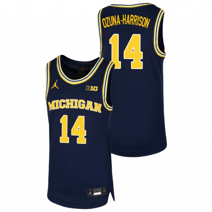 Michigan Wolverines Rico Ozuna-Harrison Jersey Basketball Navy Replica Youth