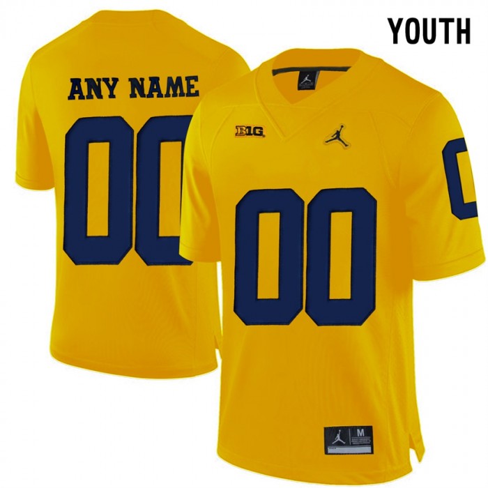 Youth Michigan Wolverines #00 Yellow College Limited Football Customized Jersey