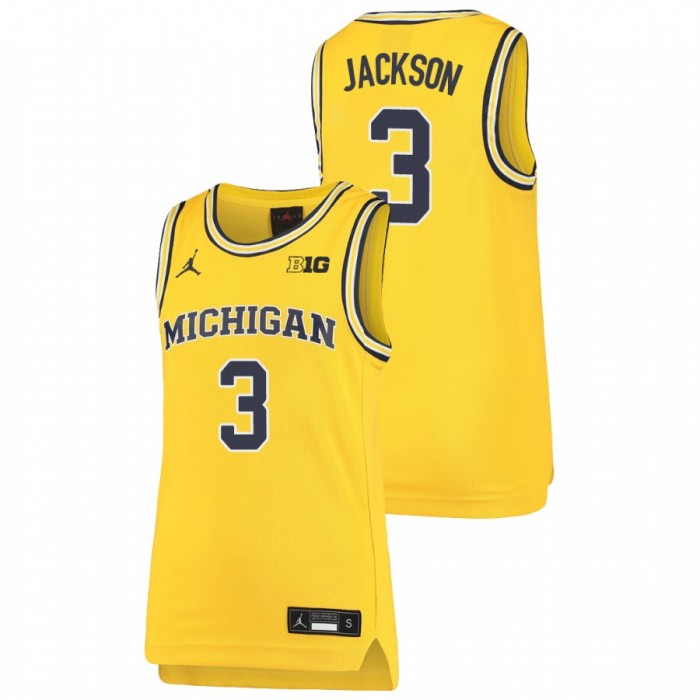 Michigan Wolverines Zeb Jackson Jersey Basketball Maize Replica Youth