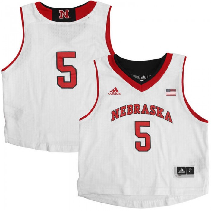 Nebraska Cornhuskers #5 White Basketball For Men Jersey