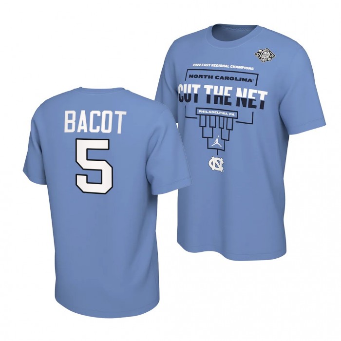 North Carolina Tar Heels Armando Bacot 2022 March Madness Final Four 5 Blue Regional Champions Locker Room T-Shirt