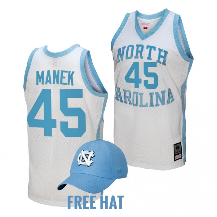 Brady Manek North Carolina Tar Heels 2022 Hardwood Classics White Basketball Jersey Free Hat