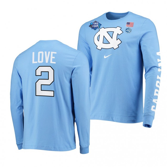 Caleb Love North Carolina Tar Heels 2022 March Madness Final Four Long Sleeve T-Shirt Blue #2