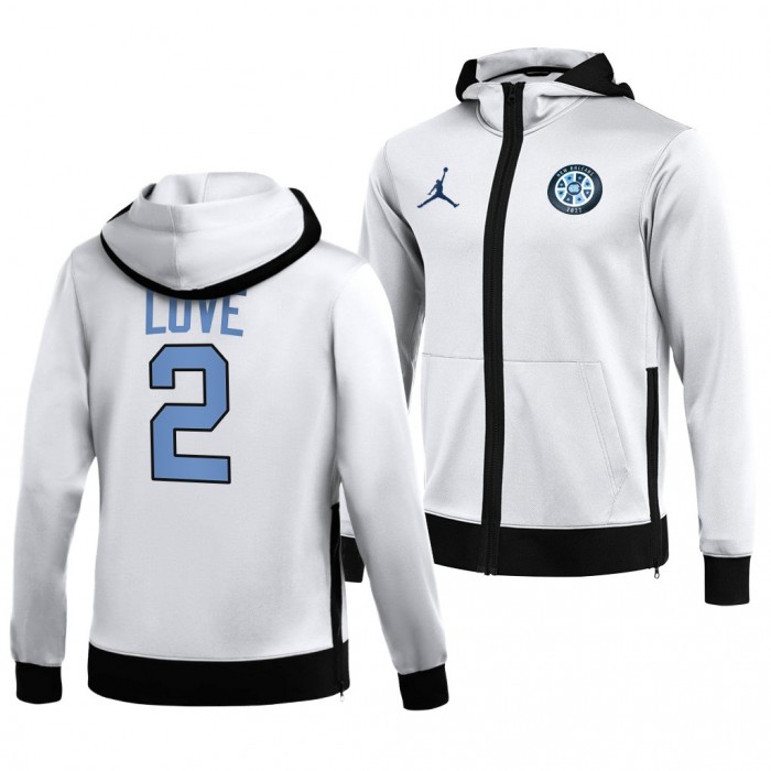 North Carolina Tar Heels Caleb Love Hoodie 2022 March Madness Final Four White Showtime Full-Zip Jacket