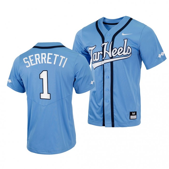 North Carolina Tar Heels Danny Serretti 2022 College Baseball Blue #1 Jersey
