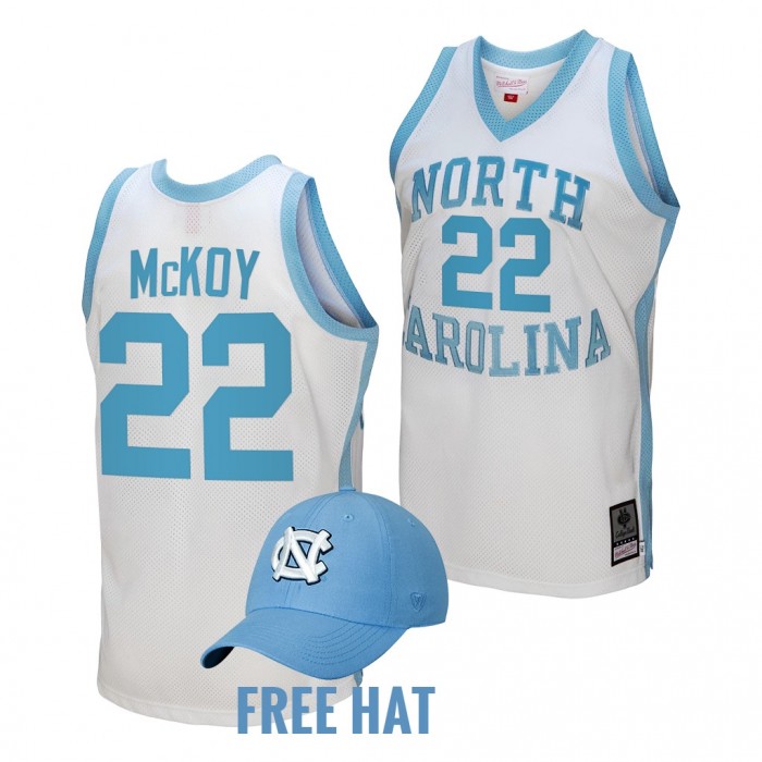 Justin McKoy North Carolina Tar Heels 2022 Hardwood Classics White Basketball Jersey Free Hat