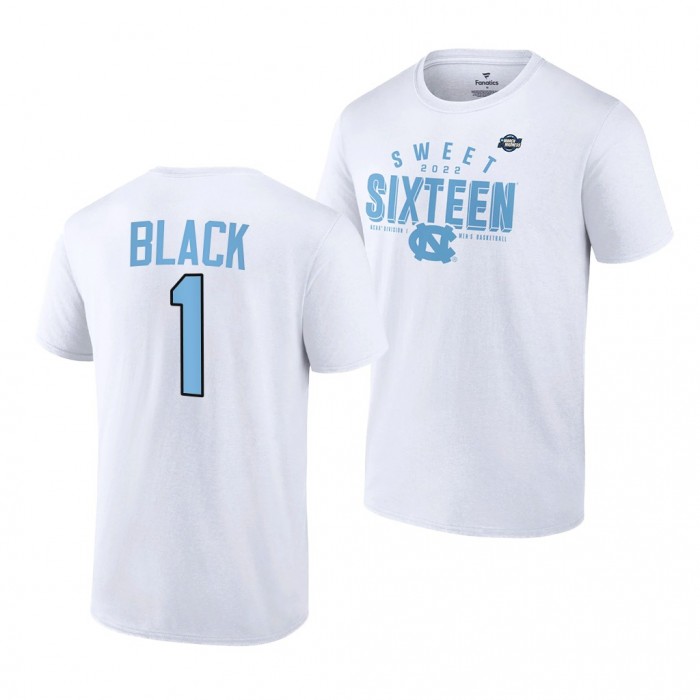 North Carolina Tar Heels Leaky Black 2022 NCAA March Madness 1 White Sweet 16 T-Shirt