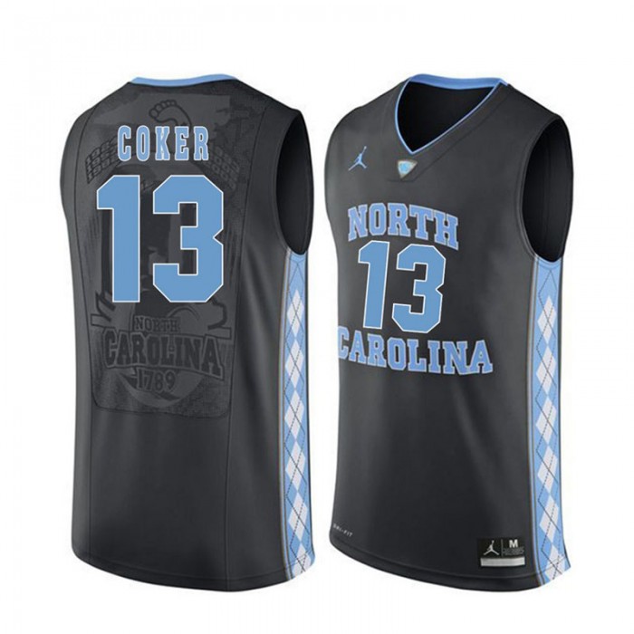 Male North Carolina Tar Heels #13 Kanler Coker Black College Basketball Jersey