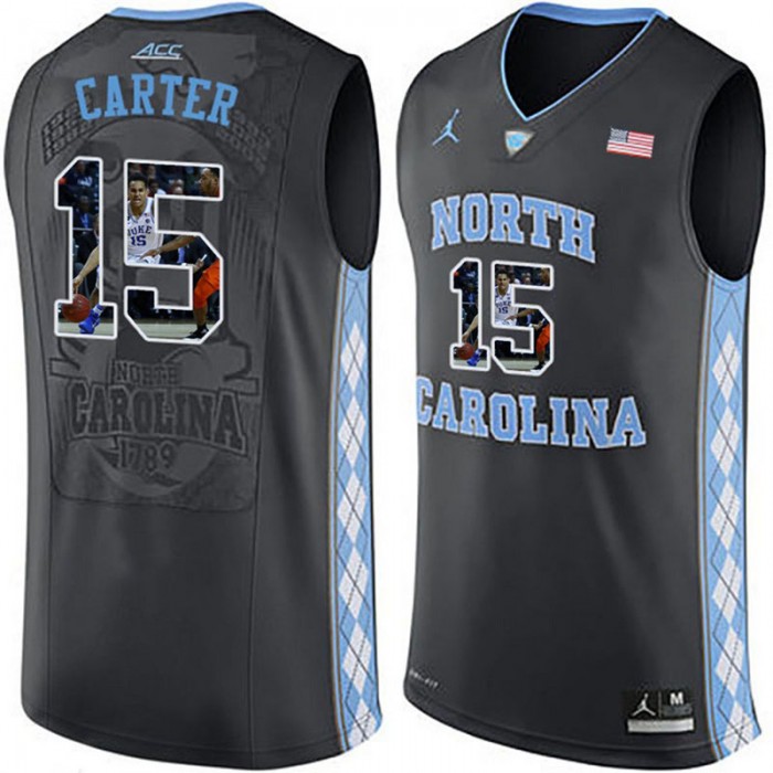 Male North Carolina Tar Heels Vince Carter Black NCAA Basketball Jersey With Player Pictorial