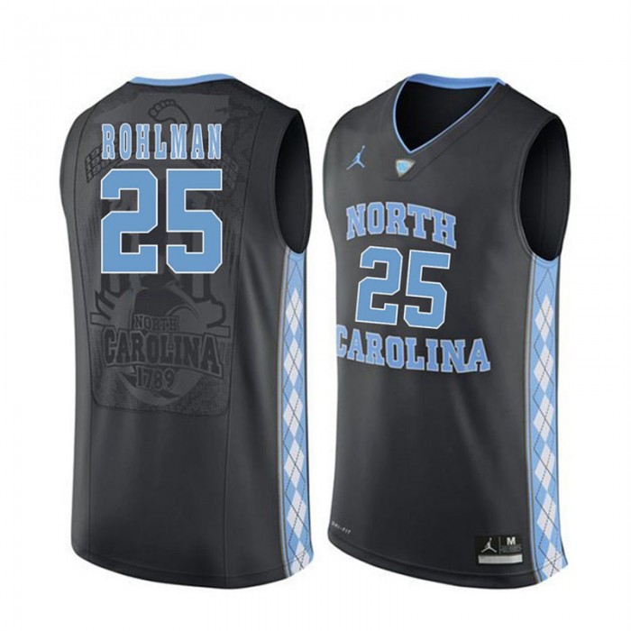 Male North Carolina Tar Heels #25 Aaron Rohlman Black College Basketball Jersey