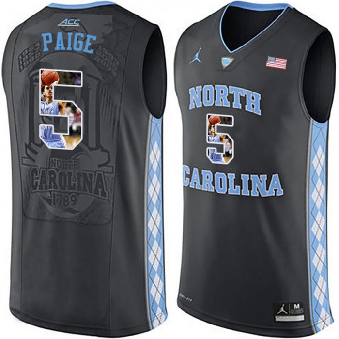 Male North Carolina Tar Heels Marcus Paige Black NCAA Basketball Jersey With Player Pictorial