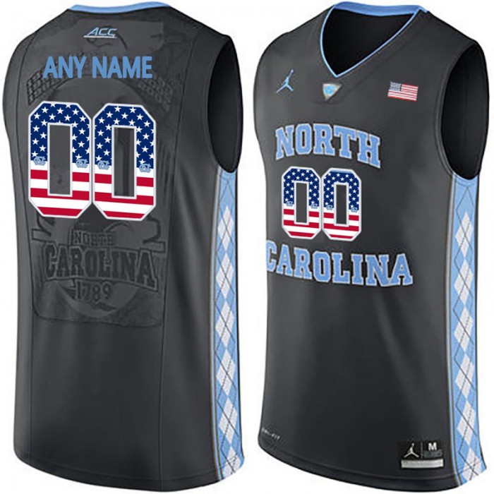 Male North Carolina Tar Heels #00 Black College Basketball US Flag Fashion Customized Jersey