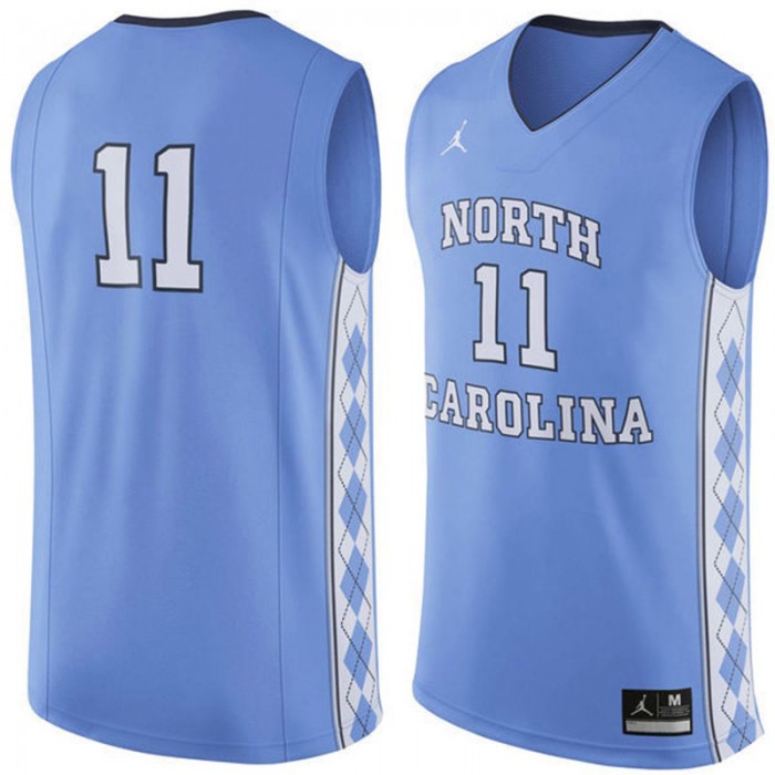 Male North Carolina Tar Heels #11 BLue NCAA Basketball Premier Tank Top Jersey