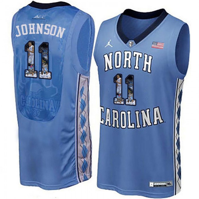 Male North Carolina Tar Heels Brice Johnson Royal NCAA Basketball Jersey With Player Pictorial