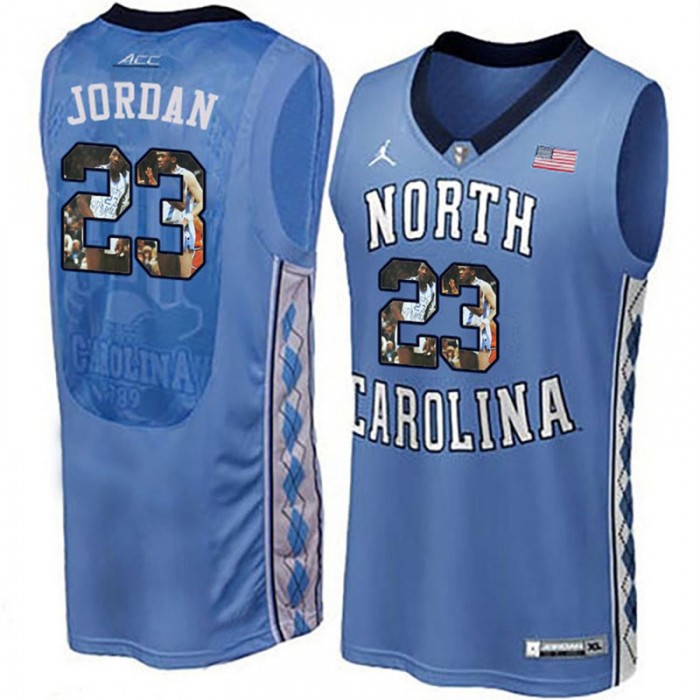 Male North Carolina Tar Heels Michael Jordan Royal NCAA Basketball Jersey With Player Pictorial