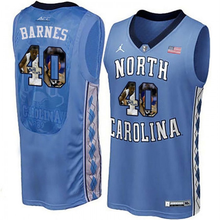 Male North Carolina Tar Heels Harrison Barnes Royal NCAA Basketball Jersey With Player Pictorial