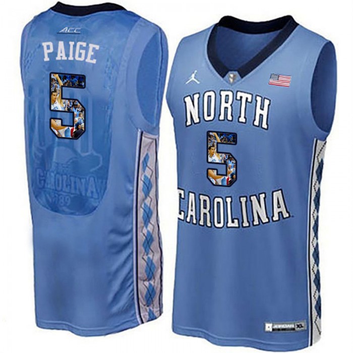 Male North Carolina Tar Heels Marcus Paige Royal NCAA Basketball Jersey With Player Pictorial