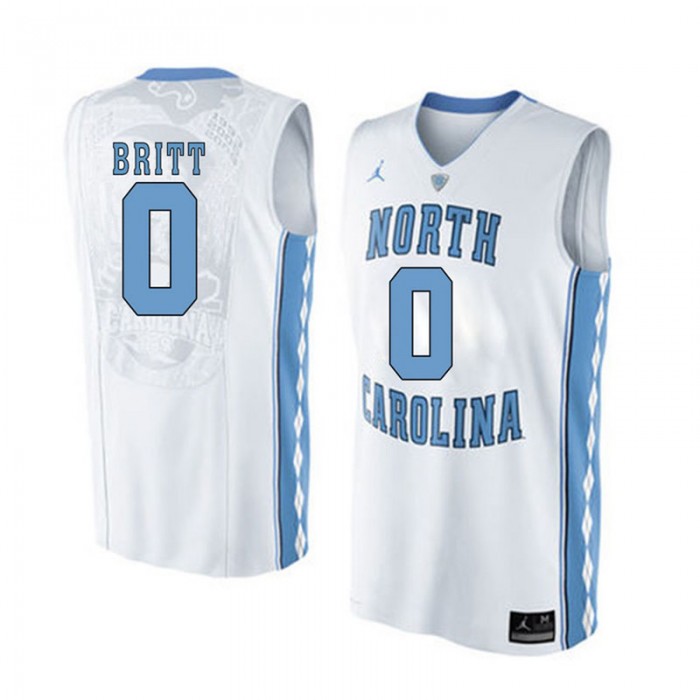 Male North Carolina Tar Heels #0 Nate Britt White College Basketball Jersey