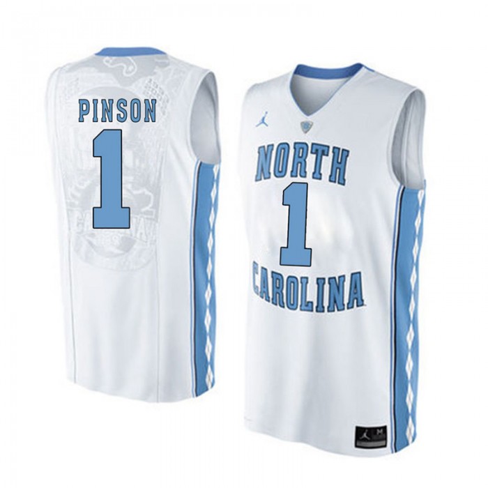 Male North Carolina Tar Heels #1 Theo Pinson White College Basketball Jersey