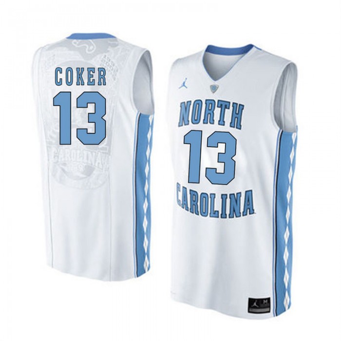 Male North Carolina Tar Heels #13 Kanler Coker White College Basketball Jersey