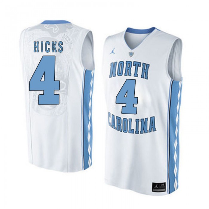 Male North Carolina Tar Heels #4 Isaiah Hicks White College Basketball Jersey