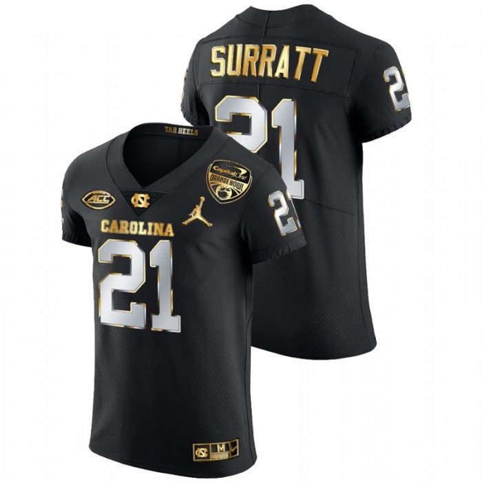 Chazz Surratt North Carolina Tar Heels 2021 Orange Bowl Black Golden Edition Jersey