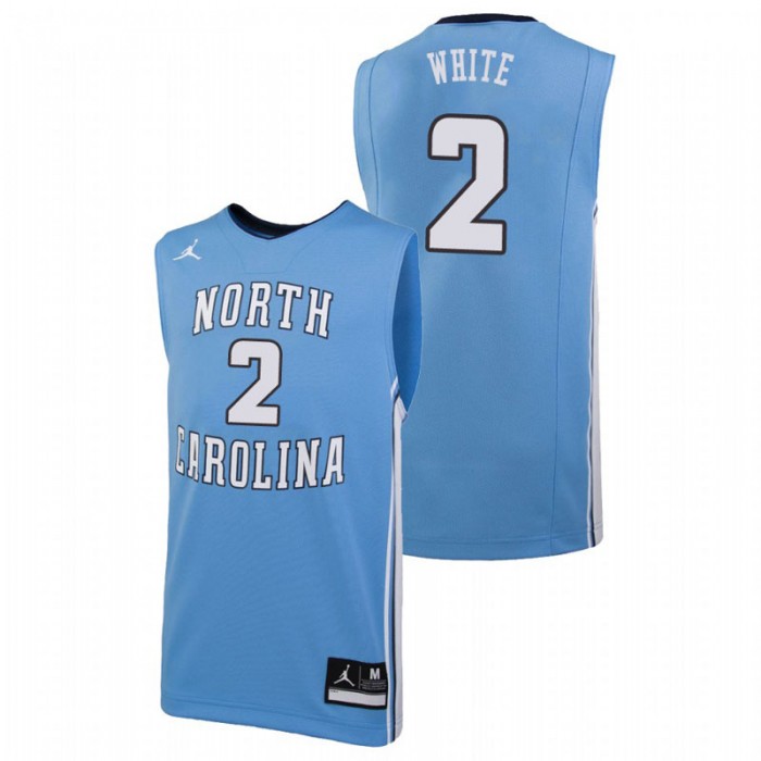 North Carolina Tar Heels College Basketball Carolina Blue Coby White Replica Jersey For Men