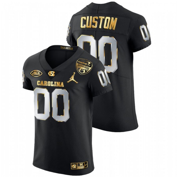 Custom North Carolina Tar Heels 2021 Orange Bowl Black Golden Edition Jersey