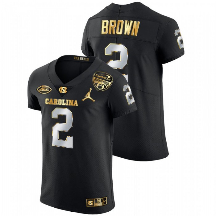 Dyami Brown North Carolina Tar Heels 2021 Orange Bowl Black Golden Edition Jersey