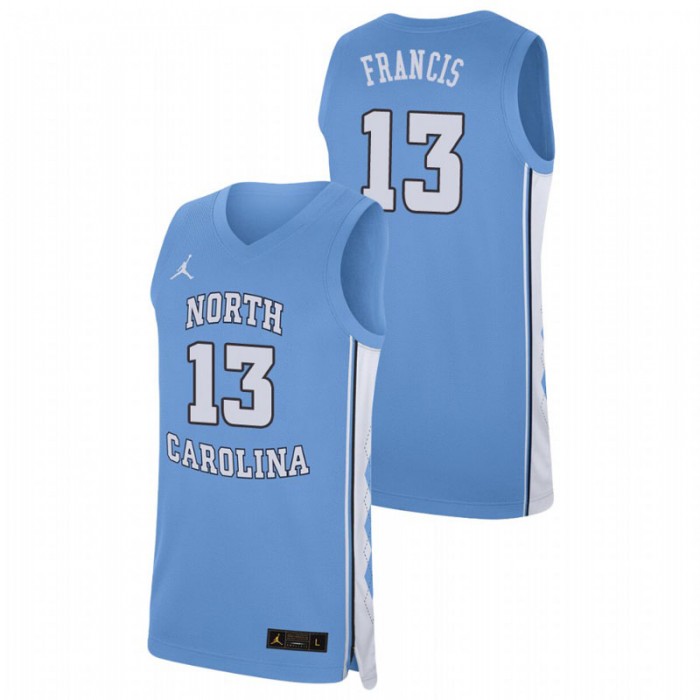 North Carolina Tar Heels College Basketball Jeremiah Francis Replica Jersey Carolina Blue For Men