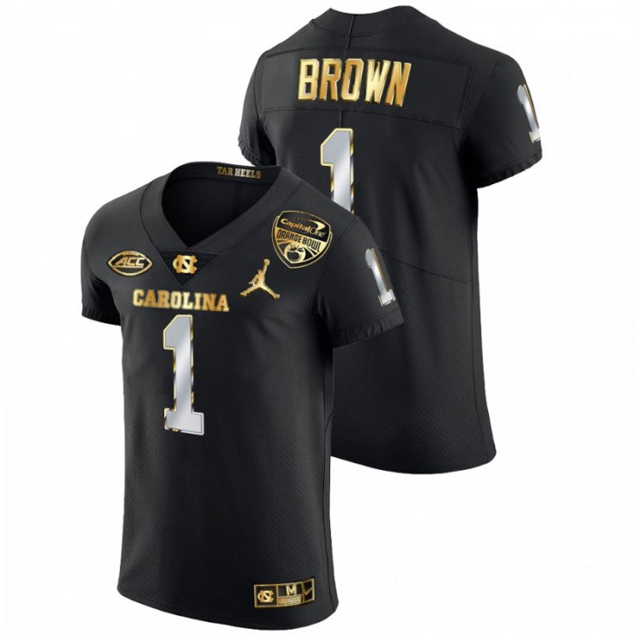 Khafre Brown North Carolina Tar Heels 2021 Orange Bowl Black Golden Edition Jersey