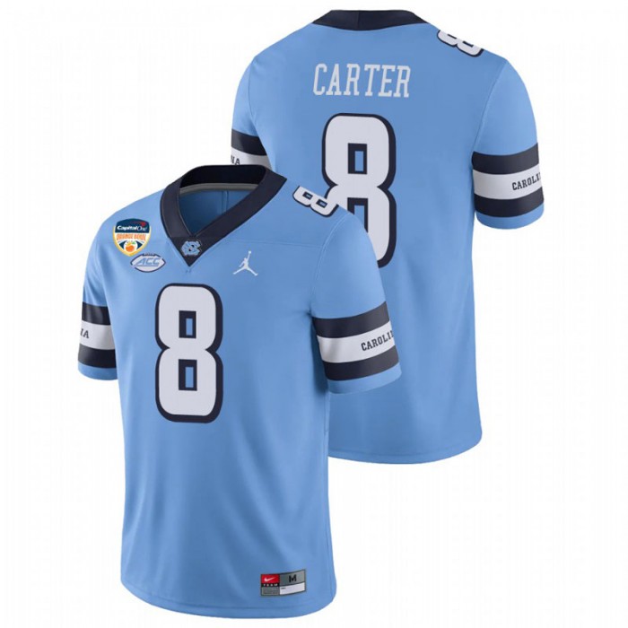North Carolina Tar Heels Michael Carter 2021 Orange Bowl Game Jersey For Men Carolina Blue