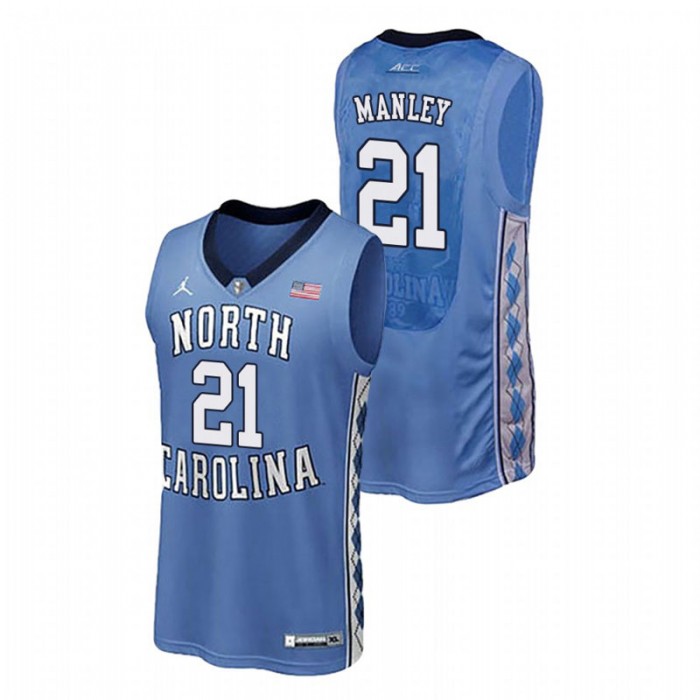 North Carolina Tar Heels College Basketball Royal Sterling Manley Authentic Performace Jersey For Men
