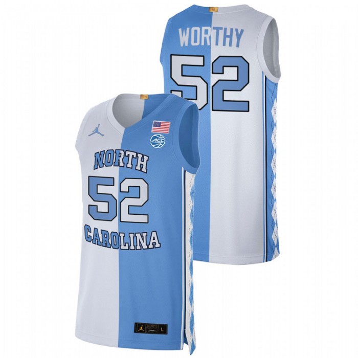 North Carolina Tar Heels Split Edition James Worthy Special Jersey Blue White Men