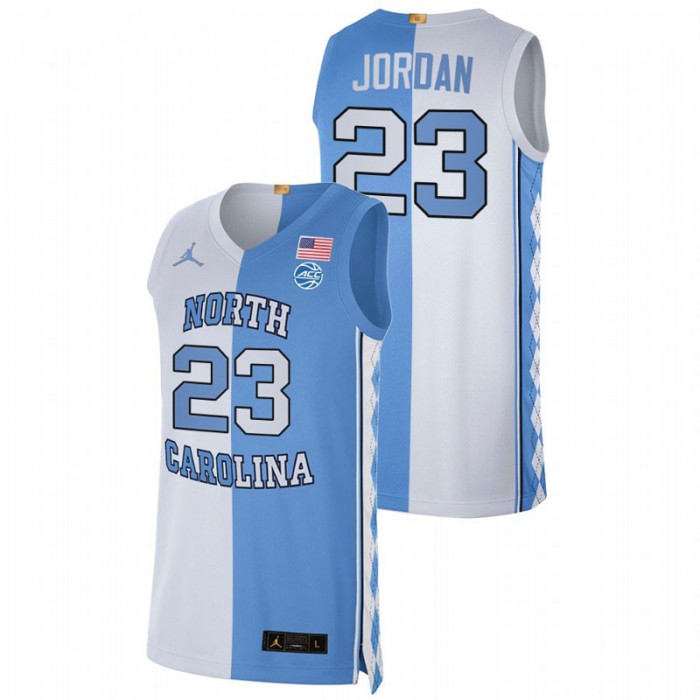 North Carolina Tar Heels Split Edition Michael Jordan Special Jersey Blue White Men