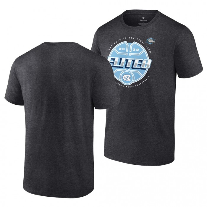 North Carolina Tar Heels 2022 NCAA March Madness Elite Eight Charcoal Basketball Tournament T-Shirt Men