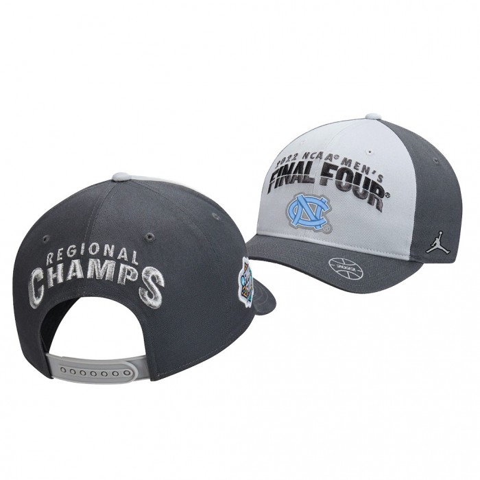 North Carolina Tar Heels 2022 March Madness Final Four Regional Champions Locker Room Adjustable Hat Gray