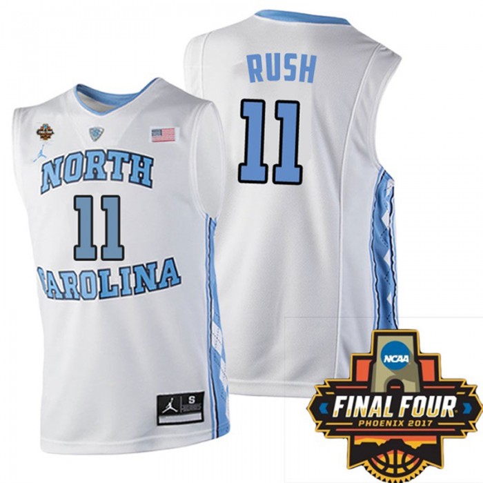 North Carolina Tar Heels #11 Shea Rush White NCAA 2017 Basketball National Champions Jersey