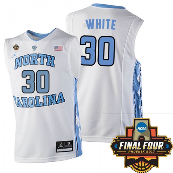 North Carolina Tar Heels #30 Stilman White White NCAA 2017 Basketball National Champions Jersey