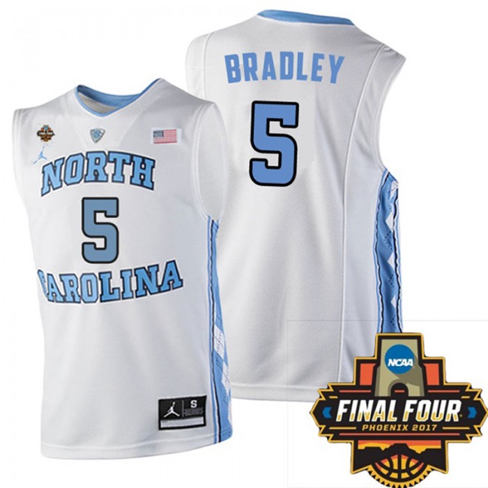 North Carolina Tar Heels #5 Tony Bradley White NCAA 2017 Basketball National Champions Jersey