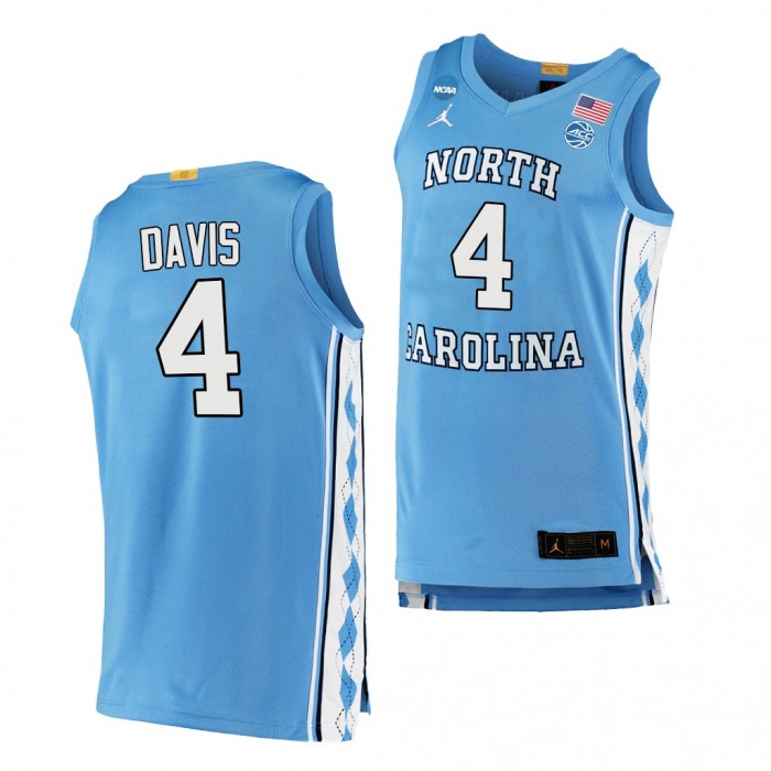 R.J. Davis #4 North Carolina Tar Heels 2022 NCAA March Madness Blue Jersey 2022 Sweet 16