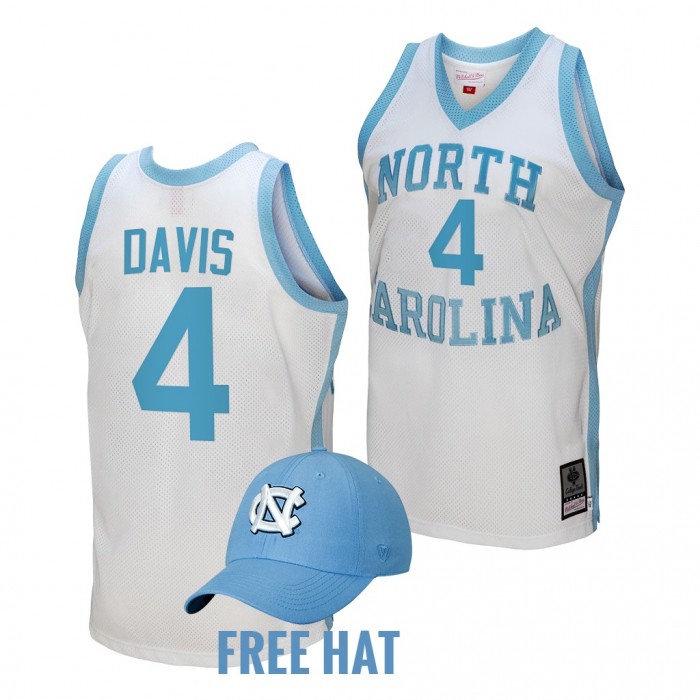 R.J. Davis North Carolina Tar Heels 2022 Hardwood Classics White Basketball Jersey Free Hat