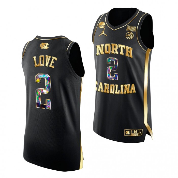 Caleb Love North Carolina Tar Heels 2022 NCAA March Madness Black Golden Diamond Edition Jersey #2