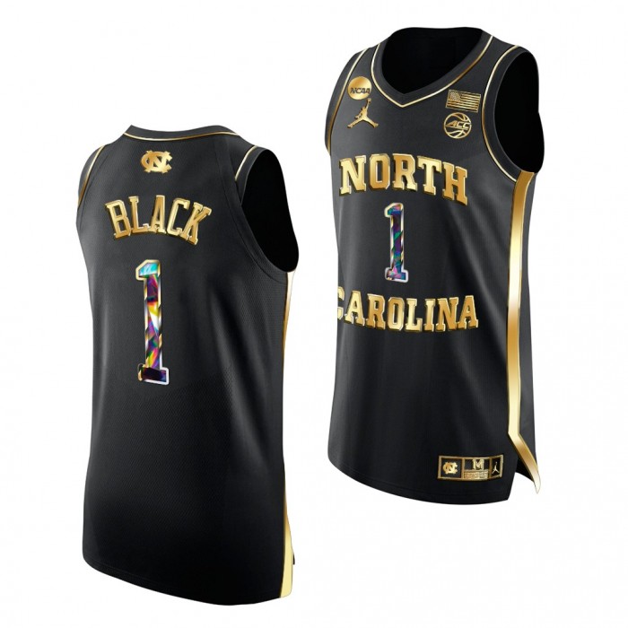 Leaky Black North Carolina Tar Heels 2022 NCAA March Madness Black Golden Diamond Edition Jersey #1