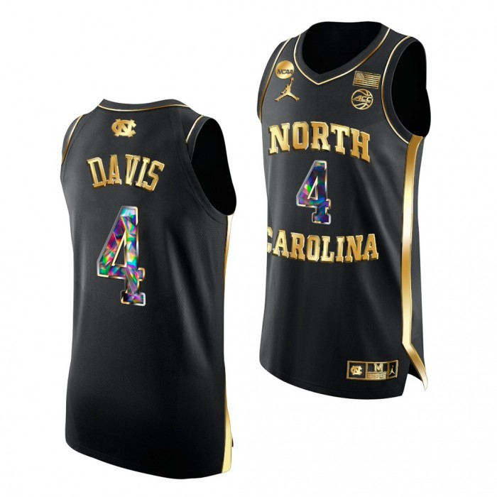 R.J. Davis North Carolina Tar Heels 2022 NCAA March Madness Black Golden Diamond Edition Jersey #4