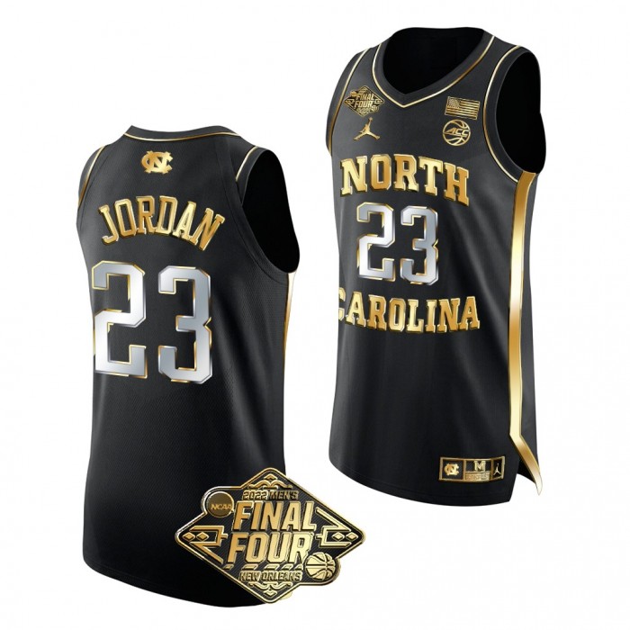 North Carolina Tar Heels #23 Michael Jordan 2022 March Madness Final Four Black Golden Edition Jersey