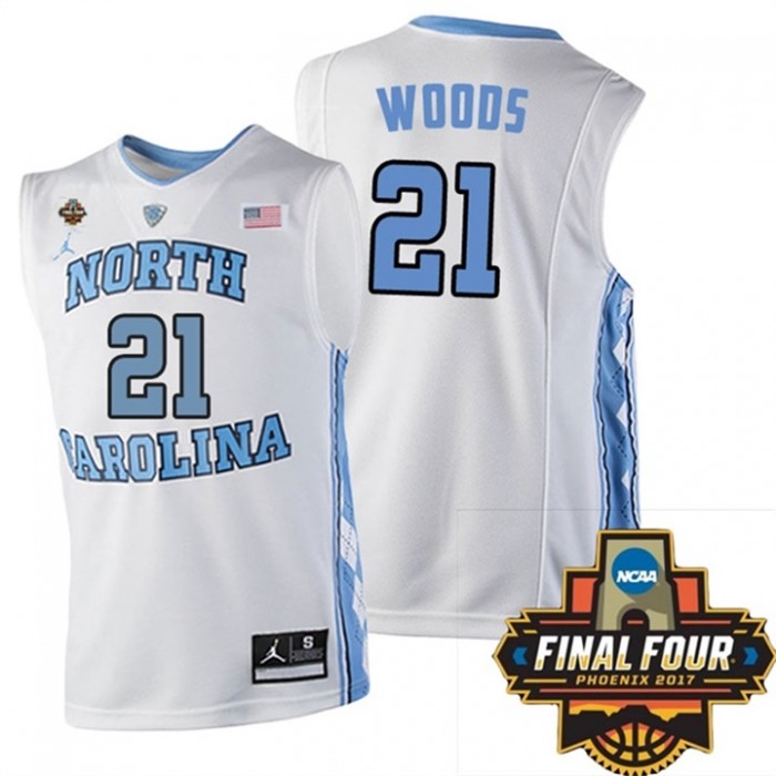 Youth North Carolina Tar Heels #21 Seventh Woods White NCAA 2017 Basketball National Champions Jersey