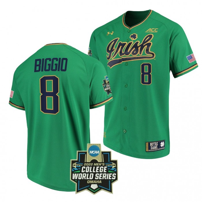 Cavan Biggio Notre Dame Fighting Irish #8 Green 2022 College World Series Baseball Jersey