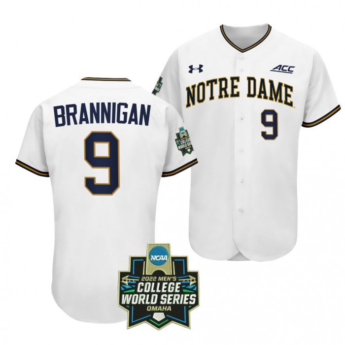 Notre Dame Fighting Irish Jack Brannigan 2022 College World Series Baseball White #9 Jersey